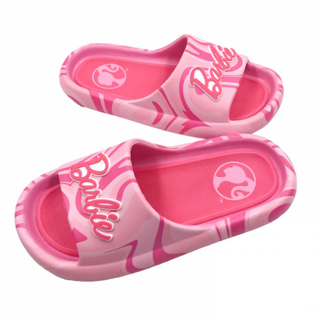 Barbie Bright Pink Logo Women's Flip Flop Slide Sandals